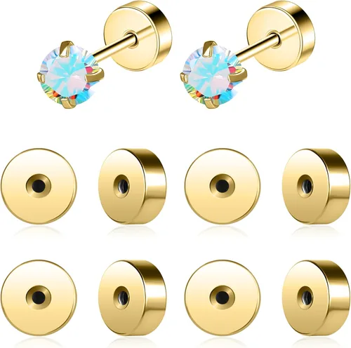 Vista 13 de AoedeJ Parte trasera de aretes de acero inoxidable con cierre de bola, reemplazos de parte trasera de aretes, parte trasera de aretes con tuerca