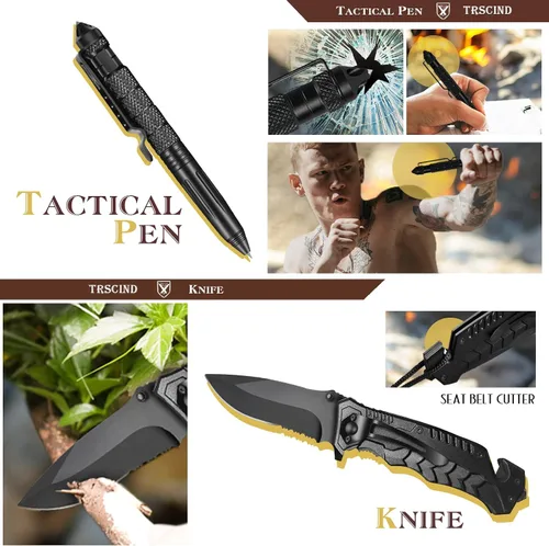 Vista 2 de Gifts for Men Dad Husband Him Fathers Day, Survival Kit, Emergency Survival Gear and Equipment 14 in 1, Anniversary Birthday Gifts for Him