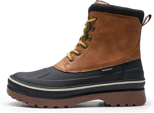 Vista 2 de Bruno Marc Botas de nieve impermeables aisladas para hombre, con forro de piel cálida, botas de invierno para exteriores