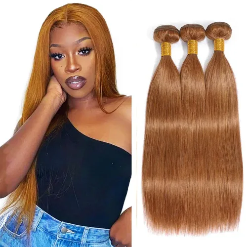 Vista 132 de Color 30 paquetes de cabello humano marrón onda del cuerpo paquetes 8 10 12 pulgadas brasileño virgen Remy extensiones de cabello humano doble trama