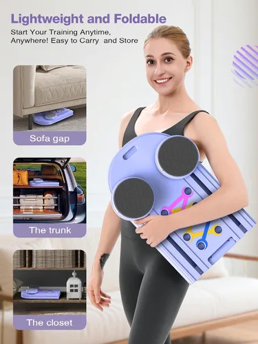 Vista 6 de Tabla de Pilates Plegable para Entrenamiento en Casa - Máquina Reformadora de Pilates Portátil para Mujeres - Juego de Reformador de Pilates