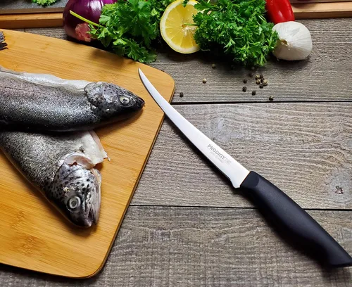 Vista 6 de Ergo Chef Prodigy Series - Cuchillo de filete flexible curvado de 7.5 pulgadas, hoja de acero inoxidable de alto carbono, mango ergonómico