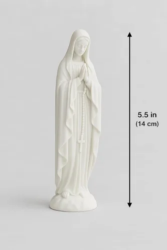 Vista 2 de Znet3D Estatua de Virgen María de Lourdes - Figura blanca de 5.5 pulgadas, fabricada en Estados Unidos, escultura católica para decoración