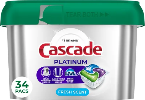 Vista 13 de Cascade Platinum Cápsulas para lavavajillas, detergente para lavavajillas, jabón detergente para platos, fresco, 12