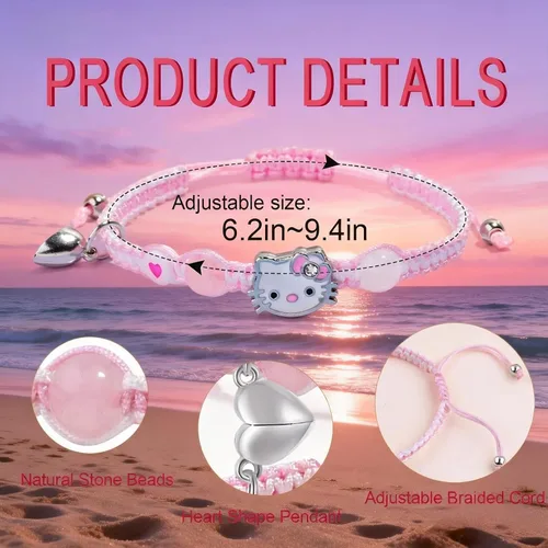 Vista 3 de Bonito juego de pulseras para parejas a juego de amistad, regalos del día de San Valentín para novia y novio alma gemela, regalos a juego