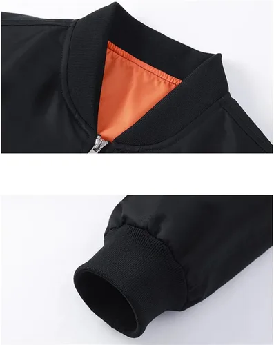 Vista 2 de Abrigos de bombardero de vuelo softshell para hombre, para primavera, otoño, para negocios, golf, Varsity chaquetas