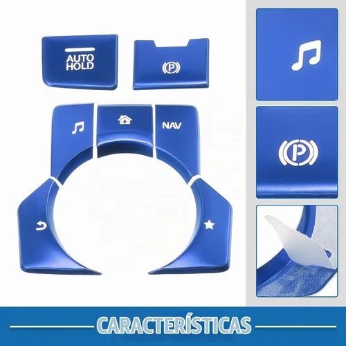 Vista 4 de Cubierta de panel de consola central de coche, interruptor de mano de freno multimedia para Mazda CX-5 2017-2020, azul (Set de 7)