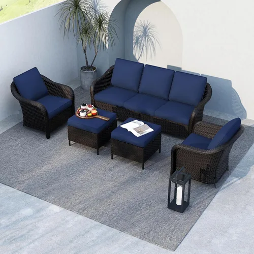 Vista 78 de Sofá de patio al aire libre de 2 plazas con mimbre de PE tejido a mano Beige
