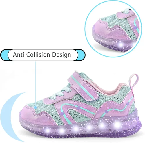 Vista 6 de Flora LU - Zapatos con luz para niños pequeños, talla 5 a 2, para niños y niñas