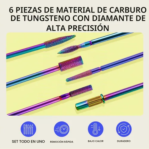 Vista 4 de Juego de 6 brocas para cutículas con 20 bandas de lijado pequeñas Varios