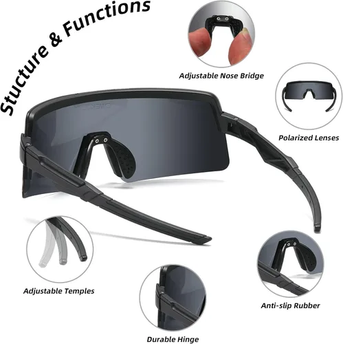 Vista 6 de Dos tamaños para adultos y jóvenes, lentes de sol polarizados para hombres y mujeres, para deportes al aire libre, gafas de béisbol UV400, gafas