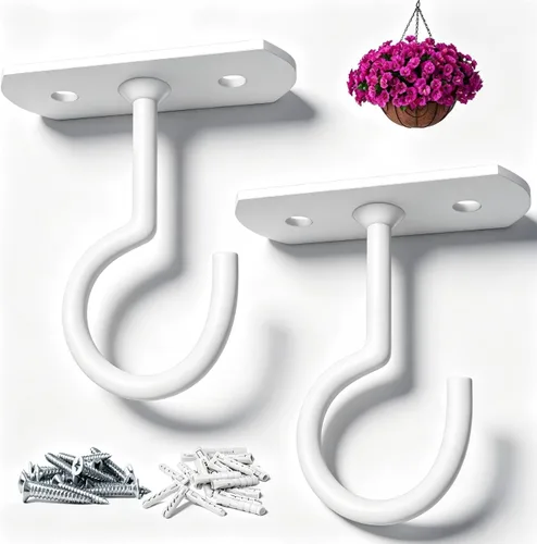 Vista 10 de Ganchos de techo para plantas colgantes, paquete de 2.5 pulgadas, ganchos de pared para plantas, luces, macetas, linternas, comederos de pájaros