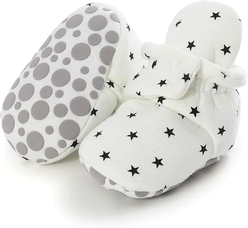 Vista 5 de HsdsBebe Unisex Newborn Baby Cotton Booties Non-Slip Sole for Toddler Boys Girls Infant Winter Warm Fleece Cozy Socks Shoes