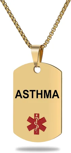 Vista 28 de Collar de alerta médica, etiqueta grabada con láser, grabado personalizado, etiqueta de identificación de acero inoxidable, colgante para hombres