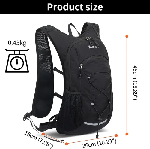 Vista 5 de Mochila pequeña de 15L para senderismo ligera Mochila de hidratación para hombres y mujeres, mochila de senderismo impermeable para viajes y ciclismo