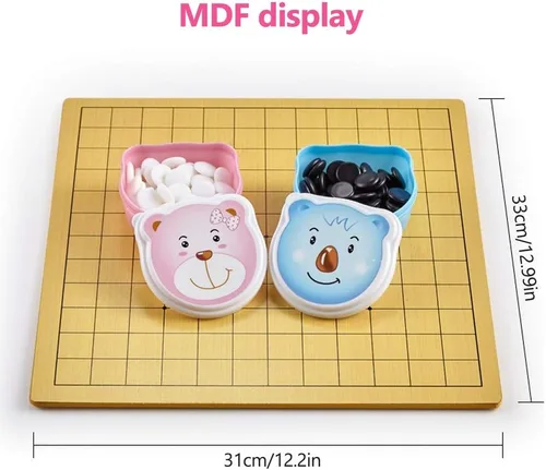 Vista 3 de YXCKG Gomoku & Go Juego de ajedrez para niños, diseño de cuadrícula de 9 x 9/13 x 13, tamaño portátil para viajes, dibujos animados para niños