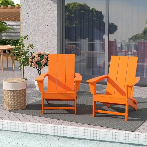 Vista 40 de WestinTrends Ashore Modern - Silla plegable Adirondack para exteriores (juego de 2), color negro