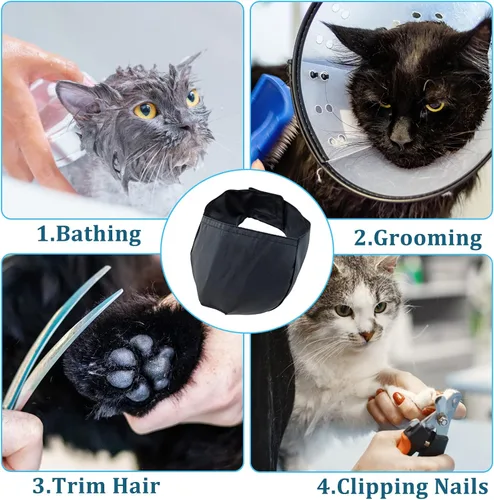 Vista 5 de 3 bozales para gatos, bozales de malla transpirable, bolsas de retención para aseo de gatos con bozal antimordeduras antimaullido para evitar que