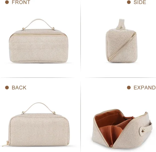 Vista 6 de KEYPOWER Bolsa de cosméticos de lentejuelas con purpurina de gran capacidad, bolsa de maquillaje de viaje, bolsa de aseo portátil brillante