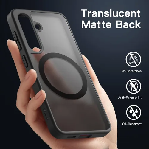 Vista 5 de JETech Estuche magnético para Samsung Galaxy S24 5G, compatible con MagSafe, funda protectora para teléfono con parte trasera translúcida y mate a