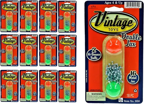 Vista 8 de JA-RU Vintage Toys - Juego de gatos de metal doble (paquete de 1) con 16 Jax y 2 pelotas rebotantes. Mini juego clásico para niños. Recuerdos