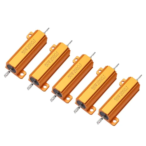 Vista 13 de 5pcs 50W 1 OHM aluminio alojado alambre herido resistencia tono oro