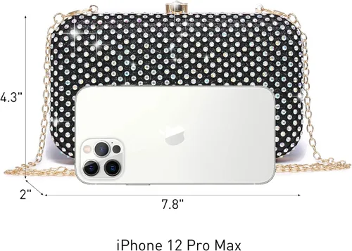 Vista 4 de Dasein Bolso de mano con diamantes de imitación para mujer, bolsa de noche brillante con cierre de cristal para fiesta formal de graduación, boda