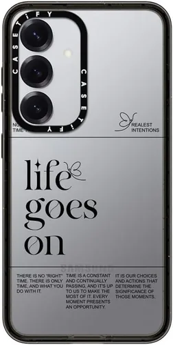 Vista 128 de CASETiFY Funda de impacto para Galaxy S22+ - Adhesivo Aries Moross, color negro transparente