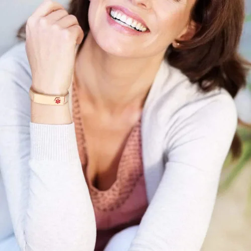 Vista 20 de Pulsera de alerta médica para hombres y mujeres, pulsera de identificación médica ajustable ajustable de acero inoxidable para diabetes, alergias