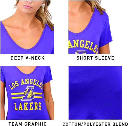Vista 8 de Ultra Game Camiseta de mujer NBA Oficial con cuello en V y strass de manga corta