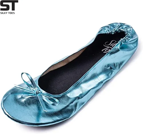 Vista 2 de Zapatos planos tipo ballet para mujer, plegables, enrrollables y portátiles para viaje.