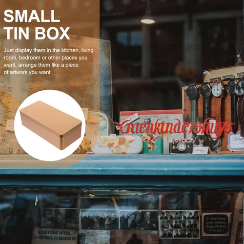 Vista 5 de UPKOCH Tarros de caramelo con tapas, 2 piezas, caja de lata vacía rectangular con tapa, caja de almacenamiento de hojalata, contenedor de lata