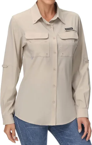 Vista 4 de BASSDASH Camisa de manga larga para mujer, con protección UPF 50, para senderismo, senderismo, secado rápido, FS21W