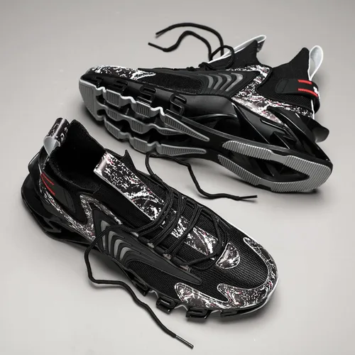 Vista 3 de Zapatos deportivos para hombre, zapatos para correr, para hombre, para correr, a la moda, atlético, baloncesto, caminar, casual, senderismo, negro