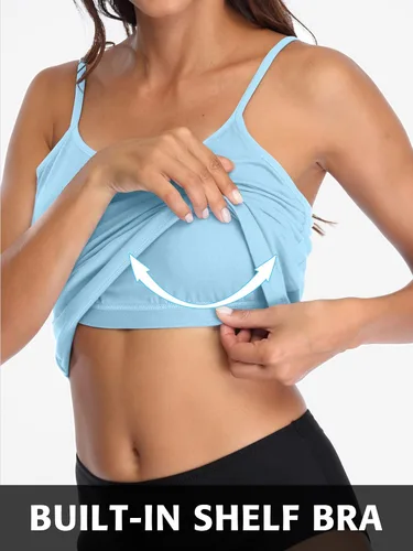 Vista 90 de Camisa Attraco de algodón, con tirantes estilo espagueti, con brasier incorporado, 2 paquetes, para mujer