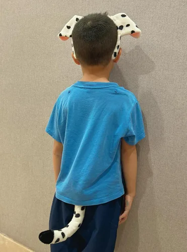 Vista 3 de CHEU Diadema dálmata con orejas de perro y cola para jugar en Halloween