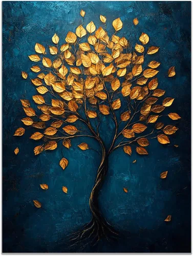 Vista 24 de VOCBAN Tree of Life Wall Art The Picture Artwork Canvas Prints Tree Pictures Poster Retro Artwork for Bedroom Living Room Home Decoration(blue blue