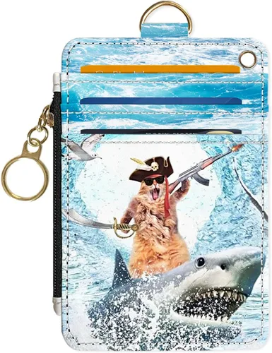 Vista 21 de Portafolios delgado Portafolios para tarjetas de crédito, Portafolios RFID para mujer Linda pequeña cartera de bolsillo frontal con cremallera