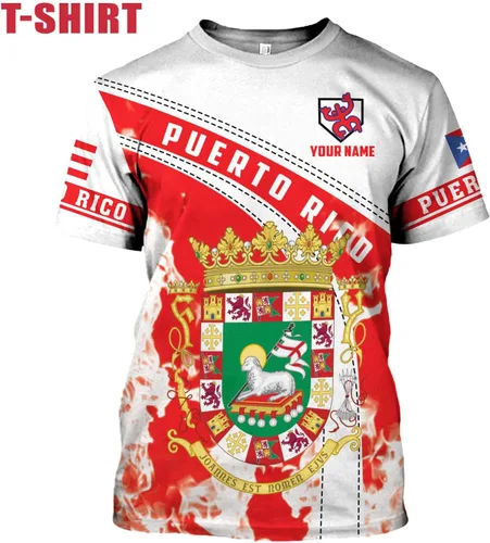 Vista 3 de Mostefy Camisa personalizada con nombre de Puerto Rico, camisas personalizadas para hombres y mujeres, camiseta con la bandera de Puerto Rico 3