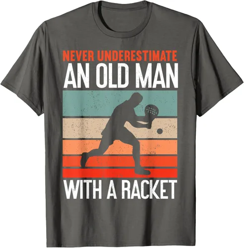 Vista 30 de Camiseta divertida de pádel "Never Underestimate An Old Man With A Racket, Negro
