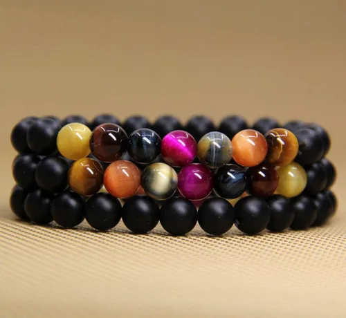 Vista 80 de Amandastone Pulsera elástica de cuentas redondas de 0.315 in con piedras preciosas naturales de 7 pulgadas