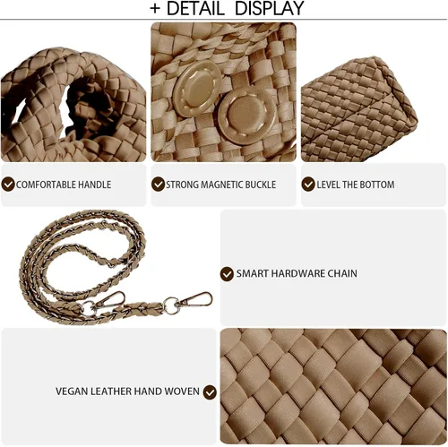 Vista 5 de Bolso de hombro pequeño, Bolsos y monederos para mujer, Bolso compuesto tejido, Bolsa de cadena de viaje, Bolso cruzado para teléfono