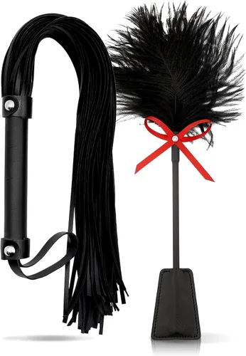 Vista 11 de Black Sex Whip Adult Crop 18 "BDSM Látigo Set Bondage Flogger Kit Crop Sex Set Adulto Crop Paddle Spanking BDSM Set Spanking Paddle Adultos Flogger