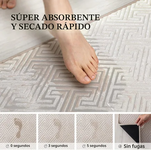 Vista 4 de YIHOUSE Alfombras de baño beige de 17 x 24 pulgadas, de secado rápido, antideslizantes, absorbentes, lavables a máquina, fina alfombra de baño