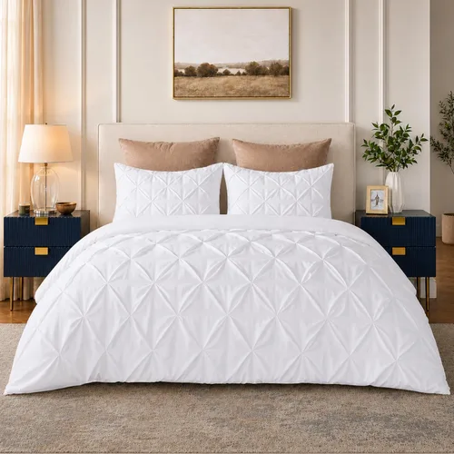Vista 8 de SLEEP-NEST Luxuries - Funda de edredón plisada decorativa, tamaño individual/individual XL, 68 x 90 pulgadas, 3 piezas, con cierre de cremallera