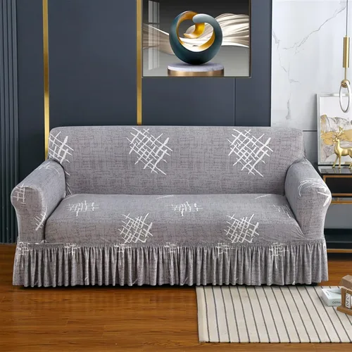 Vista 6 de MIPOPS Funda de sofá estampada elástica para sillón, fundas con patrón con falda lavable, protector de muebles de elastano para sala de estar