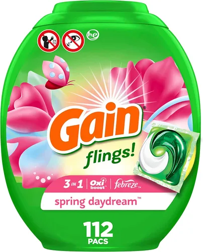 Vista 19 de Gain Flings! Jabón líquido para ropa sucia, compatible con HE, paquete de 3 bolsas, 111 unidades, aroma de larga duración, aroma a brisa feliz