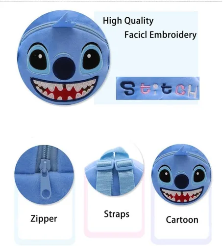 Vista 6 de BALLAU Mochila de felpa, lindo bolso de escuela pequeño, mochila pequeña para bebé, mochila de héroe de dibujos animados para niños, Azul