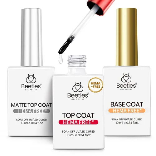 Vista 19 de Beetles - Juego de capa superior y base de gel que no se limpia para esmalte de uñas de gel 2pcs 0.5 fl oz Super Brillante y Larga Duración Soak