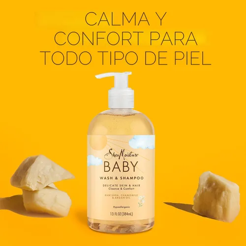 Vista 4 de SheaMoisture Baby Essentials, gel de baño y champú + acondicionador de rizos y bobinas, desenredante con karité crudo, manzanilla y aceite de argán